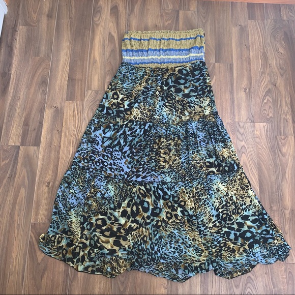 Dresses & Skirts - Olive Green Blue & Black Animal Printed Dress